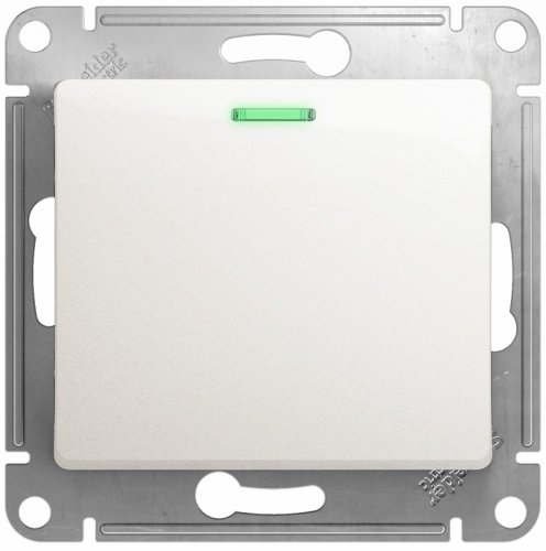 Выключатель с подсветкой без рамки Systeme Electric Glossa 1-кл. перламутр картинка